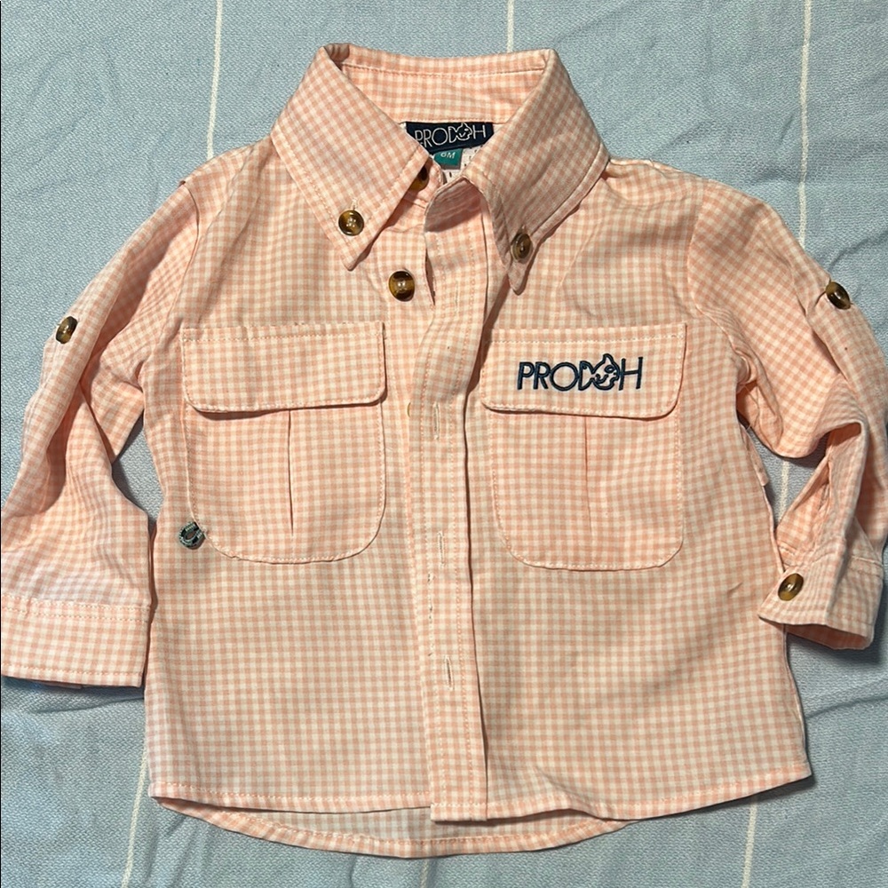 Prodoh Pink Gingham Button Down fishing Shirt (Founders)